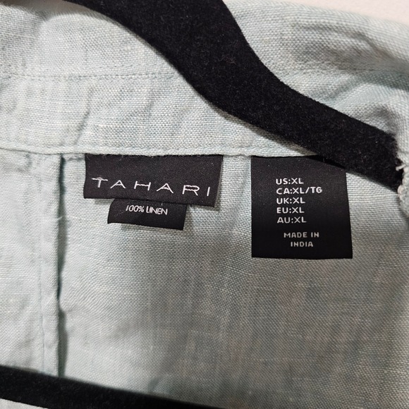 Tahari Belted Linen Vest Light Blue Women's XL Coastal Minimalist Casual Capsule - Picture 3 of 8